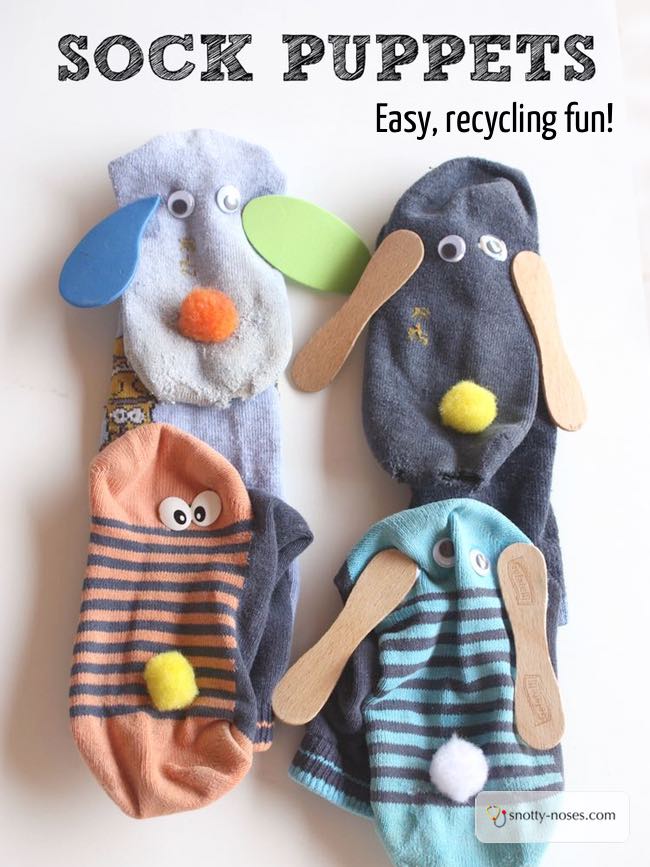 How to Make Easy Peasy Sock Puppets. A simple and easy activity that recycles old socks.