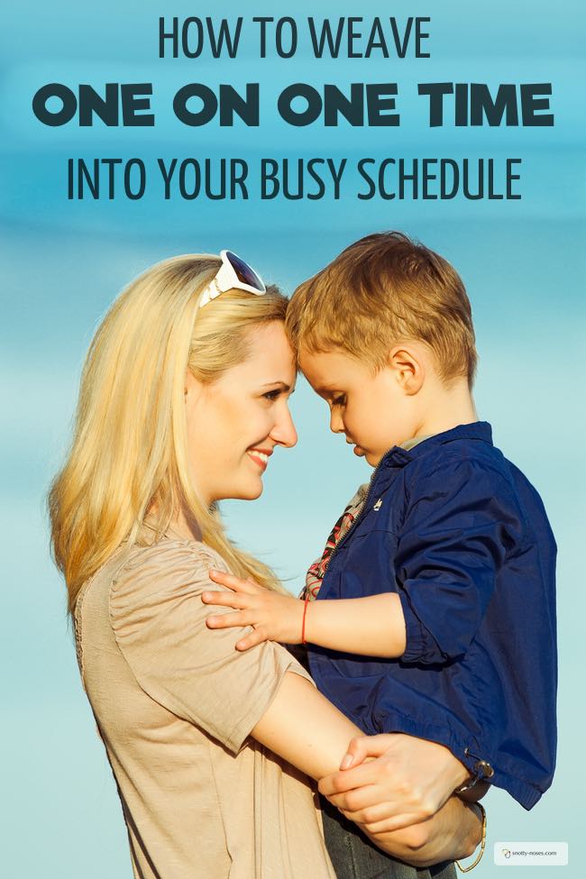 How to Weave One on One Time into Your Busy Schedule. Life can be so busy that we don't have time to connect with our kids. One on one time is a great way to enjoy your kids and help them feel valued. Here's how you can weave one on one time into your busy schedule.