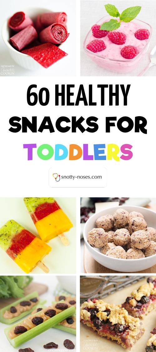 60 Healthy Snacks for Toddlers. Whether you're looking for a healthy snack recipe or a healthy snack idea, this is the post for you. Even if you have a fussy toddler or a picky toddler you're sure to find a healthy snack that your toddler will love!