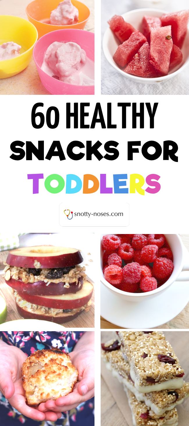 60 Healthy Snacks for Toddlers. Whether you're looking for a healthy snack recipe or a healthy snack idea, this is the post for you. Even if you have a fussy toddler or a picky toddler you're sure to find a healthy snack that your toddler will love!