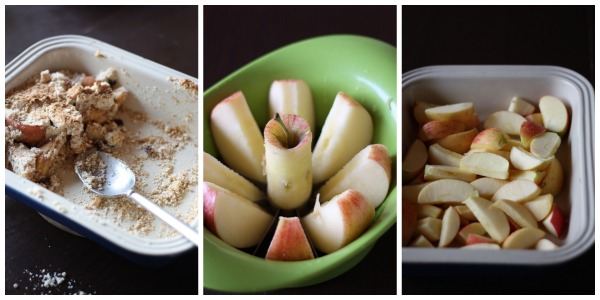 Cooking with kids. Easy to make apple crumble